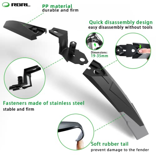 RBRL Guardabarros Ajustable para Bicicleta Modelo Rl-890, Universal 24-29 Pulgadas para MTB y Ebike, Negro miniatura 3