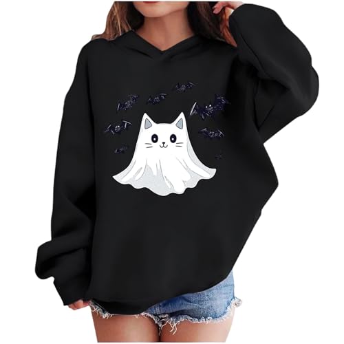 Cute Hoodies for Teen Girls Fashion Graphic Hooded Sweatshirt Long Sleeve Halloween Pullover Tops Winter Clothes