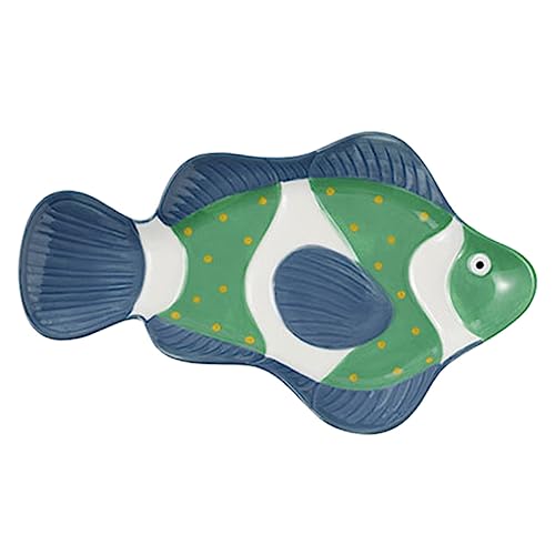 GLEAVI Piatto Di Pesce in Ceramica Resistente Al Calore Piatto Da Portata Decorativo a Forma Di Pesce Vassoio Per Alimenti Multifunzione Lavabile in Lavastoviglie 10 Pollici