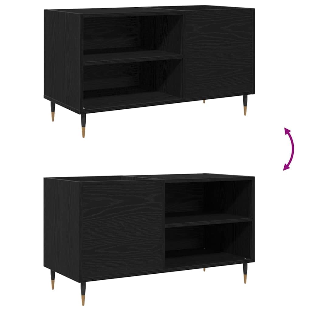 Armadietto per vinili, effetto rovere, 85 x 38 x 48 cm, in legno con 3 ripiani, porta con cerniere, stabile rack HiFi per soggiorno, ufficio e home theatre