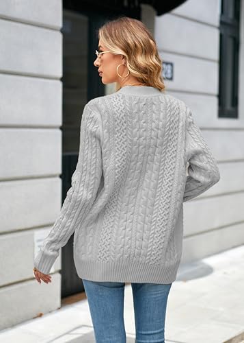 Image of Womens Cardigan Sweaters Cable Knit Sweater 2026 Fall Winter Chunky Open Front Button Down Coats with Pockets