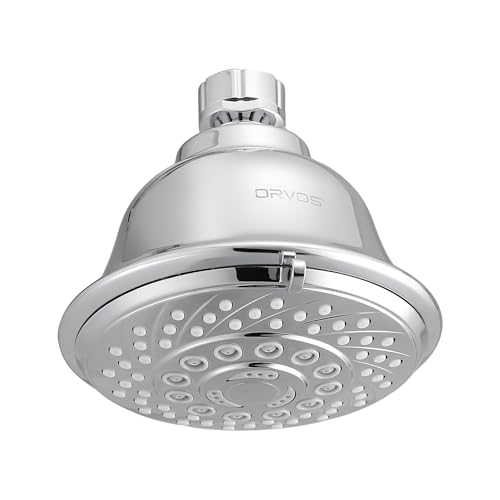 Image of Orvos 6 Modes Multi-Function Overhead Shower - Comet, Full Chrome Plated Face with High Grade Korean ABS material from LG, 4x4 inches, head only, for high end luxury bathrooms