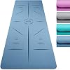 Core Balance TPE Yoga Mat with Alignment Lines 6mm Non Slip Eco Friendly with Travel Strap