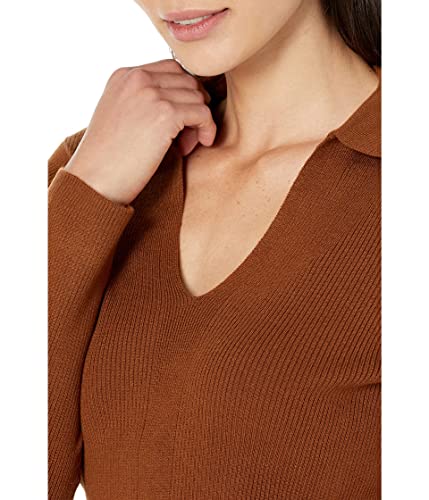 Image of Calvin Klein Women's Johnny Collar V Neck Lightweight Long Sleeve Comfortable Sweater