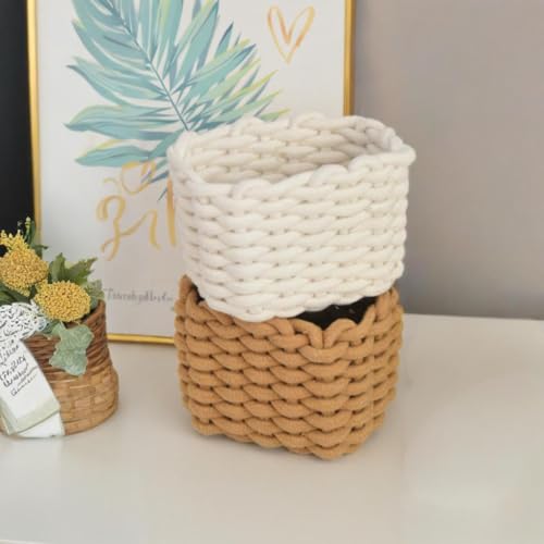 Miniatura 7 de Jjqhyc Canasta De Cuerda De Algodón Tejida, Canasta De Almacenamiento De Cuerda, Organizador De Baño, Cesta De Almacenamiento Para Armario De Guardería Marrón