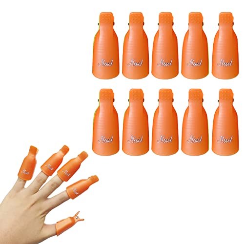 20 Pièces Dissolvant Pour Vernis à Ongles Nail Art Clip UV Outil Capuchon Plastique Clips à Ongles en Acrylique Outil de Dissolvant de Polissage pour Nail Art Gel Ongles(Orange) Cover