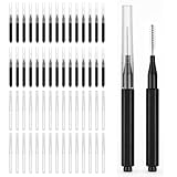 Wanmu 60Pcs Micro Eyebrow Brush with Cap, Brow Lamination Brushes for Eyebrow Tinting & Lash Filler, Eyelash Extensions Spoolie Comb Lift Tools for Salon Home Beauty Care (Black, White)