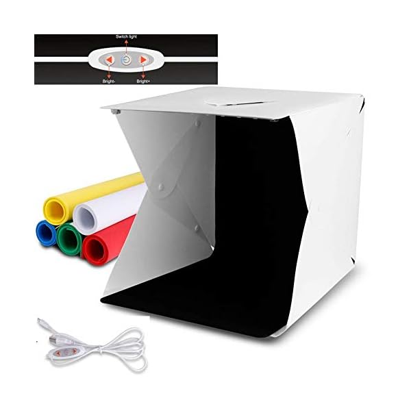 greatdaily Tragbarer Foto Studio Foto Zelte Leuchtkasten| 2 LED Leuchten 6 Hintergrund Faltbare Lichtbox Fotoausrüstung… – Bild 3