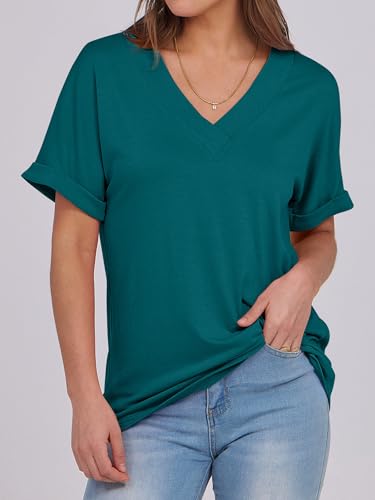 ANRABESS Womens T Shirts Short Sleeve V Neck Shirts Summer Loose Fit Dressy Tops Business Casual Blouses 2025 Basic Tees3