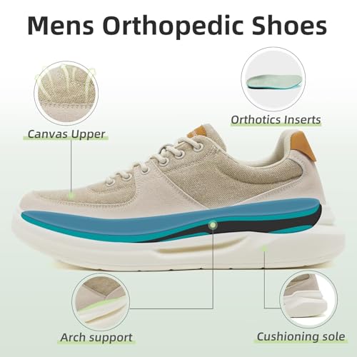 OrthoComfoot Men's Orthopedic Fashion Sneakers for Plantar Fasciitis: Comfortable Walking Shoes with Arch Support, Casual Cushion Orthotic Shoes for Foot and Heel Pain Relief3