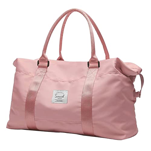 Suruid Sac de voyage, sac de sport pour femme, sac de sport avec poche humide et compartiment à chaussures, sac à bandoulière pour voyage, gym, sport et transport, rose Cover