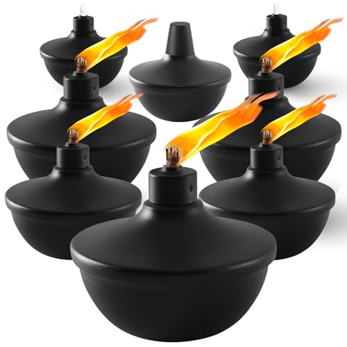 8 pack metal table top torches, citronella oil-fueled
