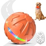 Bolpetizo Dog Toys Dog Ball, Durable Motion Active Rolling Balls with Remote Control LED Light, Rubber Peppy Pet Balls for Medium Large Dogs, USB Rechargeable, 3.2-in Diameter (Orange)
