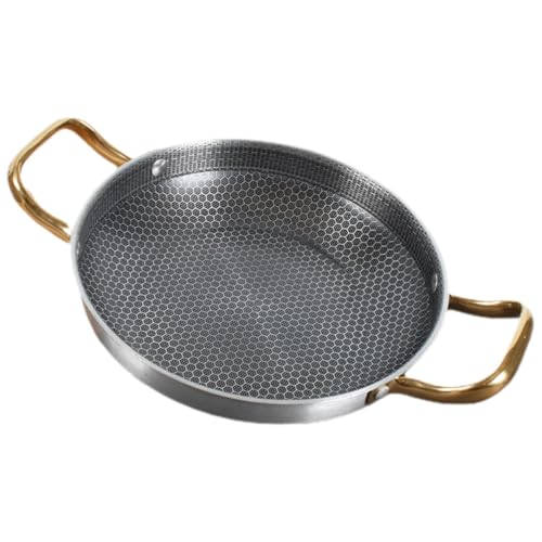iplusmile Sartén de Panal de Acero Inoxidable Antiadherente Mango Ergonómico y Doble Asa para Cocinar Mariscos y Arroz en Inducción y