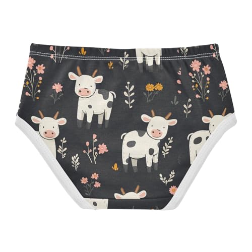 Wusikd Cows Girls' Underwear Cotton Flowers Girls Briefs Soft Toddler Underwear 2T2