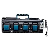 DC18SF 4-Port for Makita Battery Charger, LENMAX DC18SF 18V Rapid Charger Compatible with Makita...