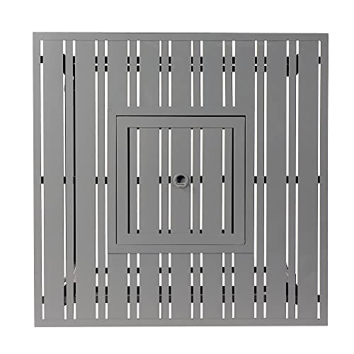 Image of Oakland Living Square 32 in. x 32 in. Aluminum Propane Fire Pit Table with Glass Beads, Two Covers, Lid, 37,000 BTUs in Grey Finish