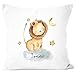 SpecialMe® Kissen-Bezug mit Namen Wunschname Tier-Motive Nashorn Löwe Elefant Watercolor Namenskissen Kinder Baby Löwe weiß Unisize