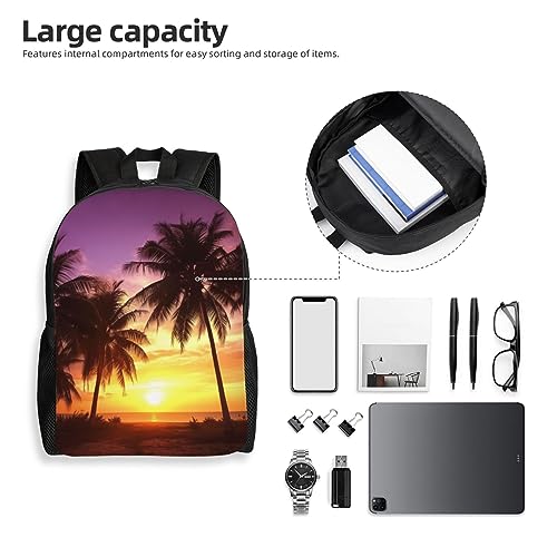 Mochila impermeable con estampado de palmeras negra miniatura 6