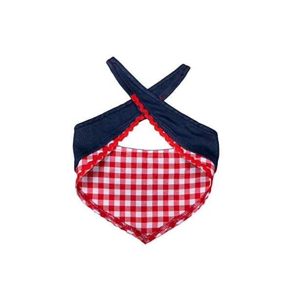Doggy parton blue printed denim & gingham print bandana for pets, x-small/small (22120719) - image 7