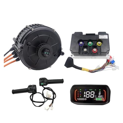 Mid Drive Motor, QS165 5000W 90KPH Brushless PMSM Mid Drive Motor with V2 FarDriver Controller ND72450 N7 Display and T08 Throttle(N7 Display-Rated 72V)