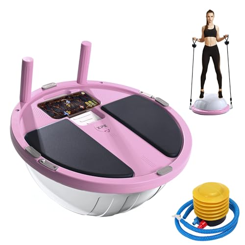 Balón de entrenamiento compacto de medio equilibrio, pelota inflable de 18.3 pulgadas para ejercicios de cuerpo completo, juego de equilibrio basado en aplicaciones, bandas de resistencia de pilates,