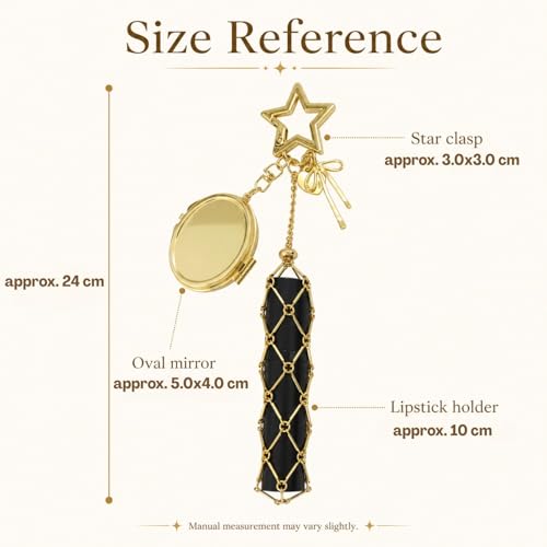 Image of BendJoy Lipstick Holder Keychain with Mirror | 2-in-1 Portable Lipstick & Mirror, Compact Design, Stylish Bag Charm Accessory Cute & Functional | Touch-Up Mirror | Lip Balm Holder | Durable Metal