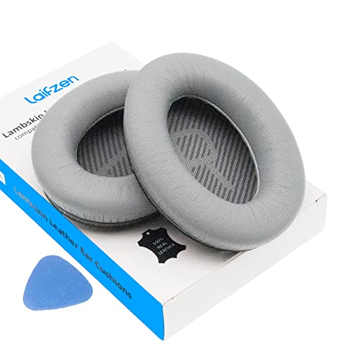 Image of Lambskin QC45 SE QC35ii QC35 QC25 QC15 Earpads Cushions Replacement Ear Pads for Bose QC 45 35 II QC2 AE2 AE2i AE2w SoundLink SoundTrue 35ii 25 15 2 AE QuietComfort Sheepskin Leather Gray (Silver)