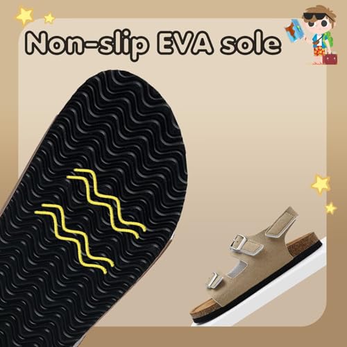 Image of Torotto Toddler Kids Sandals Boys Girls Cork Footbed Sandals with Adjustable Buckle Casual Slides Open Toes Flat