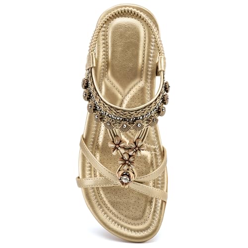 FUDYNMALC Womens Sandals Flat 2026: Comfortable Dressy Summer Shoes Bohemian