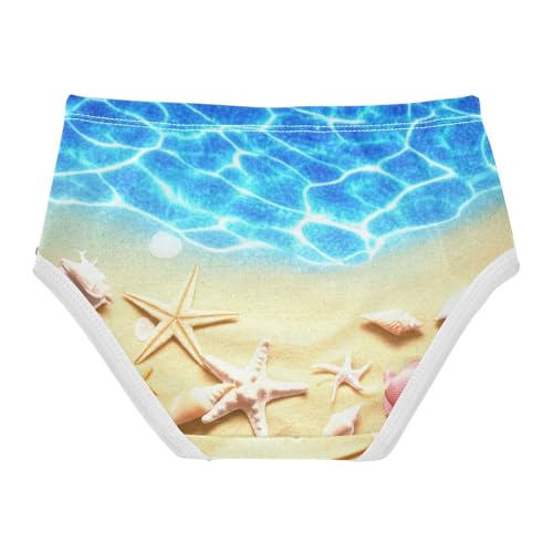 Aesthetic Toddler Underwear Custom 2t Cotton Girl Panties Cute Starfish Shells Blue Beach Kids Undies Briefs2