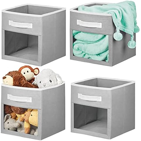 mDesign Set of 4 Stylish Cube Storage Boxes Cover