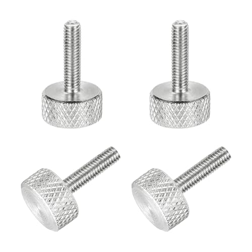 MECCANIXITY 4 Pcs M3x12mm Flat Head Knurled Thumb Screws, 304 Stainless Steel Fully Threaded Thumbscrew Bolts Fasteners for PC Computer Cases Graphics Card, Silver
