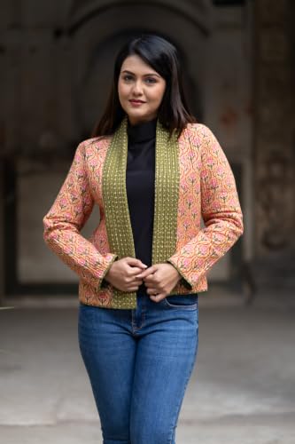 Image of Reversible Jacket for Women | Double Sided Quilted Jacket | Reversible Winter Jacket for Women | Stylish Ethnic Printed Jacket | Warm & Comfortable Casual Outerwear