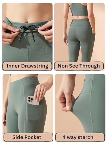 Image of BLINKIN Women's 3 /4 Gym Wear Tights for Women with Side Pockets : Perfect for Active Wear, Yoga & Workout - The Ultimate Gym Pants for Woman & Girls (015)