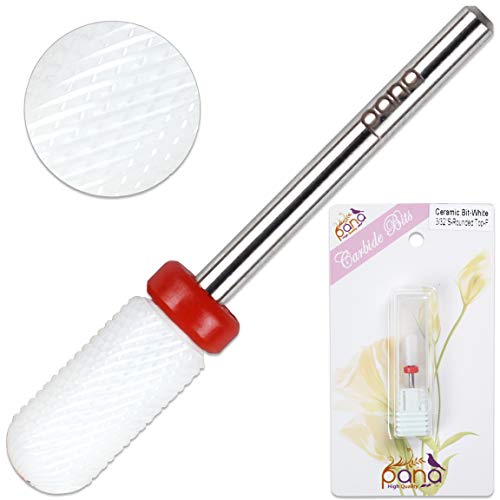 Pana Professional Usa Ceramic White Round Top Small Barrel Bit Nail Drill (Grit: Fine) 3/32" Shank Size #TOP3