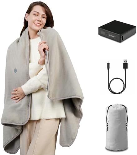 Portable Heated Blanket with Battery Pack,Infared Heating Cordless Heated Blanket Upgrade Large Size Portable USB Battery Powered Home Camping