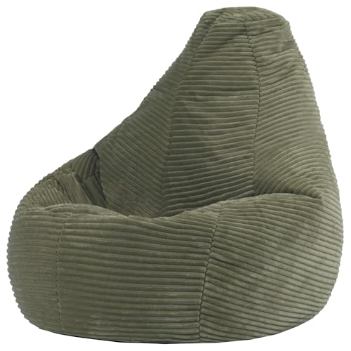 Icon Dalton Sitzsack Kinder, Salbeigrün, Flauschiger Cord Stoff...