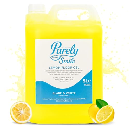 Blake & White Purely Smile Lemon Floor Gel 5L - Powerful Floor Cleaner Liquid for Tiles & Hard Surfaces - Removes Oil, Grease & Grime Deposits - Suitable for Linoleum, PVC & Sealed Wood