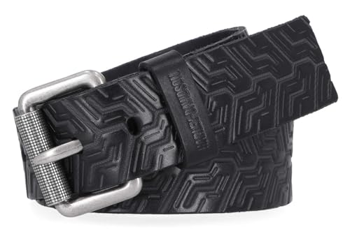 Harley-Davidson Men's Embossed Tire Tread Genuine Leather Belt - Black