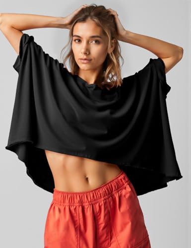 UEU Womens Summer Oversized Tops Casual Loose Crop T Shirts Crewneck Basic Boxy Tee Shirt Trendy Outfits Blouse2