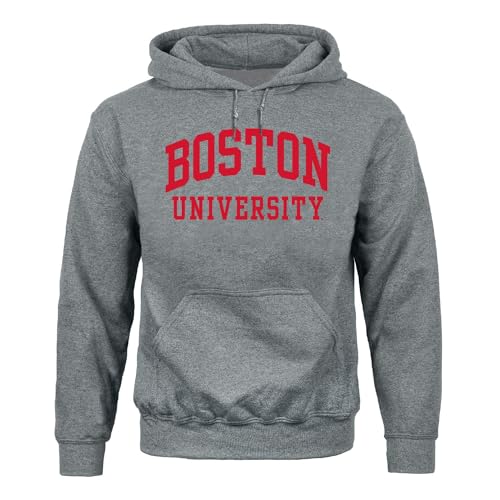 Barnesmith Boston University BU Terriers Adult Unisex Hooded Sweatshirt Classic Charcoal Grey XX-Large