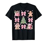 Christmas Coquette Bow Pink Gingerbread Xmas Girls Holiday T-Shirt