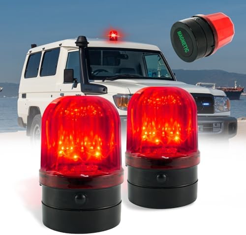 6" Flashing Light, Red LED Strobe Light Beacon with Magnetic Base for Vehicle Forklift Truck Tractor Golf Carts UTV Car Bus and Club Party Show Bar(2 Pack)