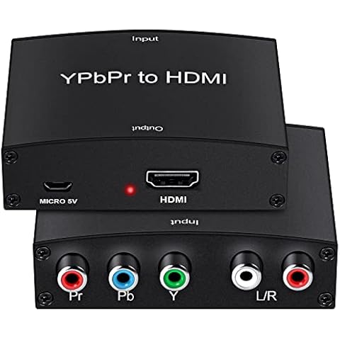 Component to HDMI Converter, YPbPr Component 5RCA RGB + R/L Audio to HDMI Converter, Component YPbPr to HDMI Adapter Supports 1080P Video Audio Converter Adapter for DVD PS2/3 Xbox 360 to HDTV Monitor Cover