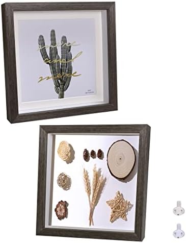 5x7 Picture Frames 3D Deep Box Photo Frames(2 Pack, wood) Made of Solid Wood and Real Glass for Wall Or Tabletop Deeps 0.6in