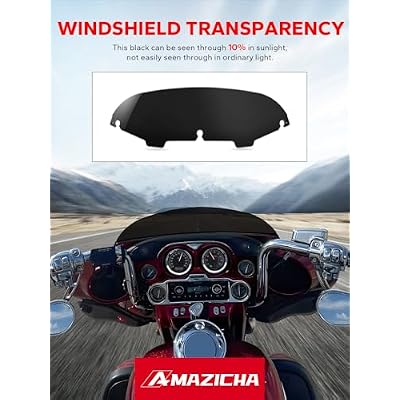 Amazicha 5 Windshield Windscreen Wind Splitter Black 96-13 Fit for Harley Touring Electra Street Glide and Trike 1996-2013