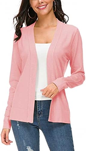 Urban CoCo Women's Long Sleeve Open Front Knit Cardigan Sweater (Pink, xx_l)