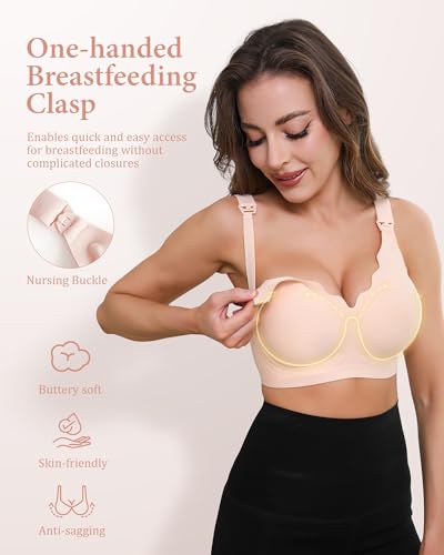 Image of Nursing Bras for Breastfeeding, Ultra Comfort Maternity Bra with Jelly Strip Support, Buttery Soft Seamless Bralette