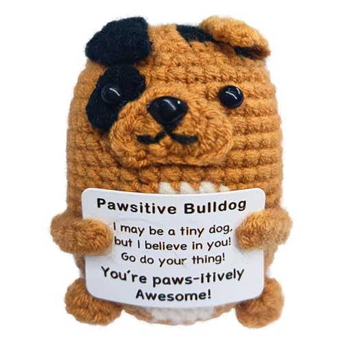 Zelaxeyi Bulldog Gifts for Bulldog Lovers,Positive Crochet Animals,Inspiring Mini Cute Bulldogs Decor Gifts for Best Friends